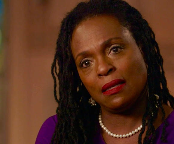 A woman being interviewed